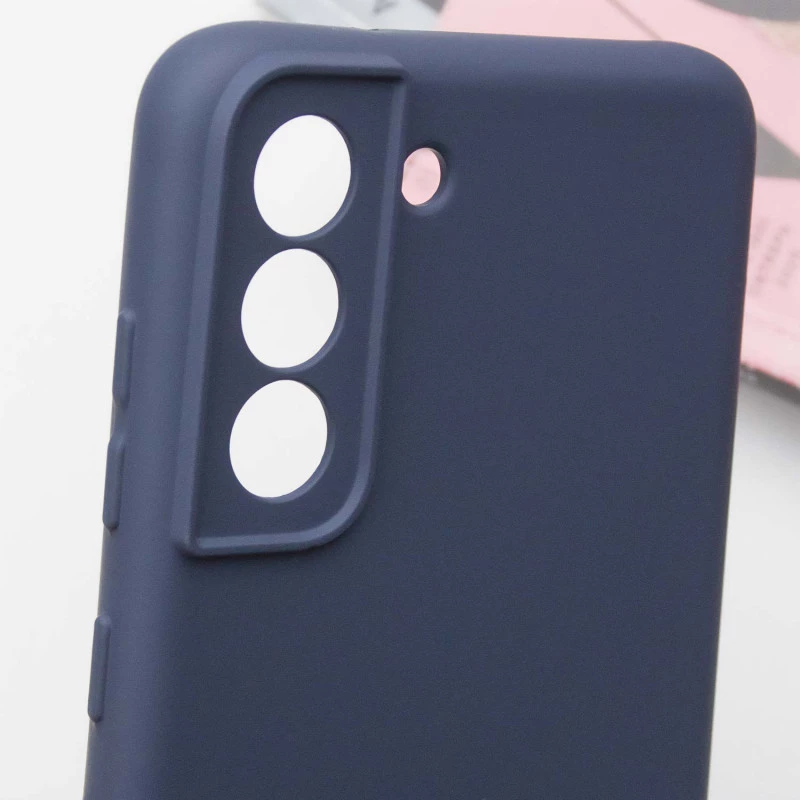 Цветной силиконовый чехол GETMAN с закрытой камерой на Samsung Galaxy S21 – Синий / Midnight Blue. Фото 5 из 6