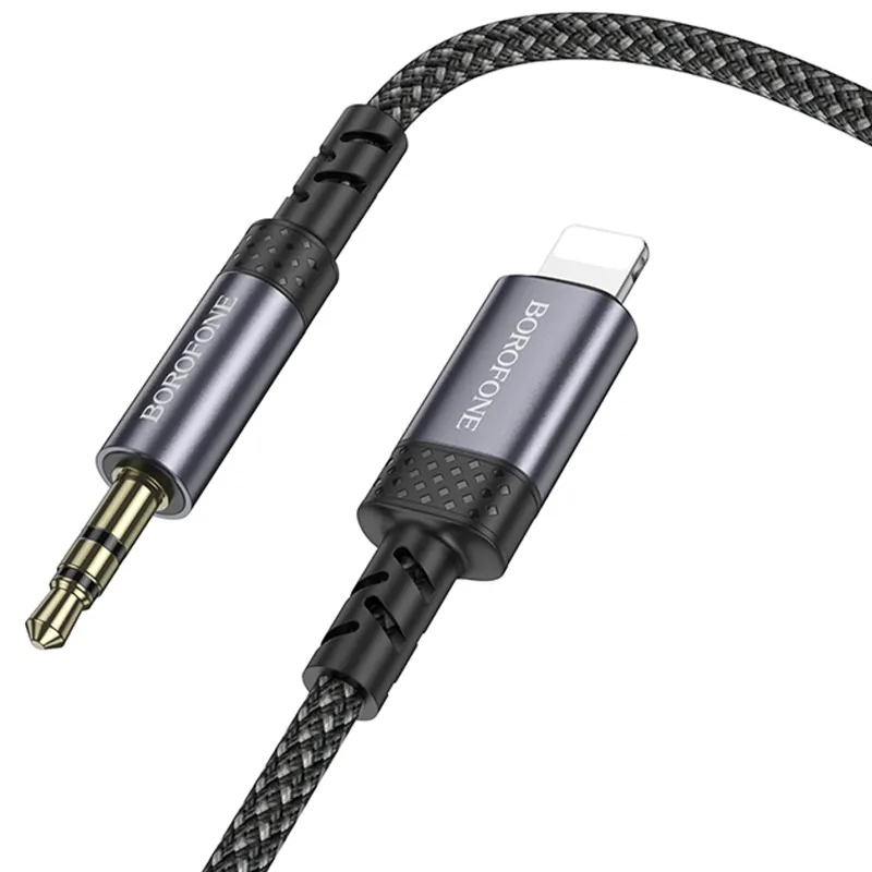 Аудіо кабель Aux Borofone BL24 Graceful (Lightning to AUX 3.5mm) (1m) – Metal grey. Фото 4 з 7