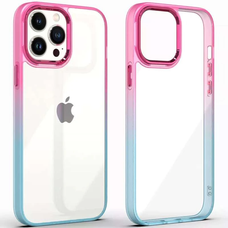 Силиконовый чехол фреш для Apple iPhone 13 Pro (6.1") – Бирюзовый / Розовый. Фото 2 из 6