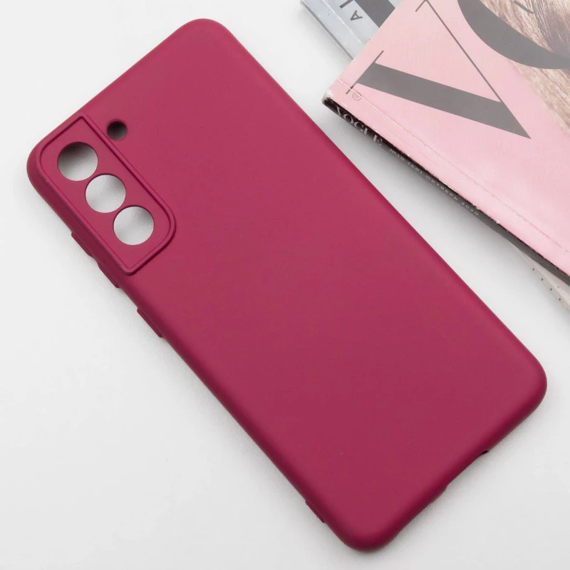 Цветной силиконовый чехол GETMAN с закрытой камерой на Samsung Galaxy S21 – Бордовый / Marsala. Фото 2 из 5