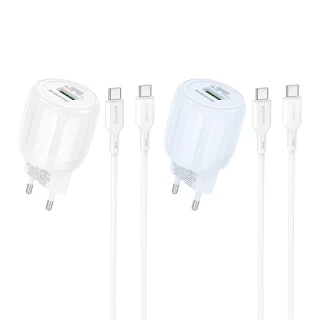 СЗУ Borofone BA93A Lustrous PD20W+QC3.0 (1USB-A/1C) + кабель Type-C to Type-C фото 1 СЗУ Borofone BA93A Lustrous PD20W+QC3.0 (1USB-A/1C) + кабель Type-C to Type-C фото 1 из 1