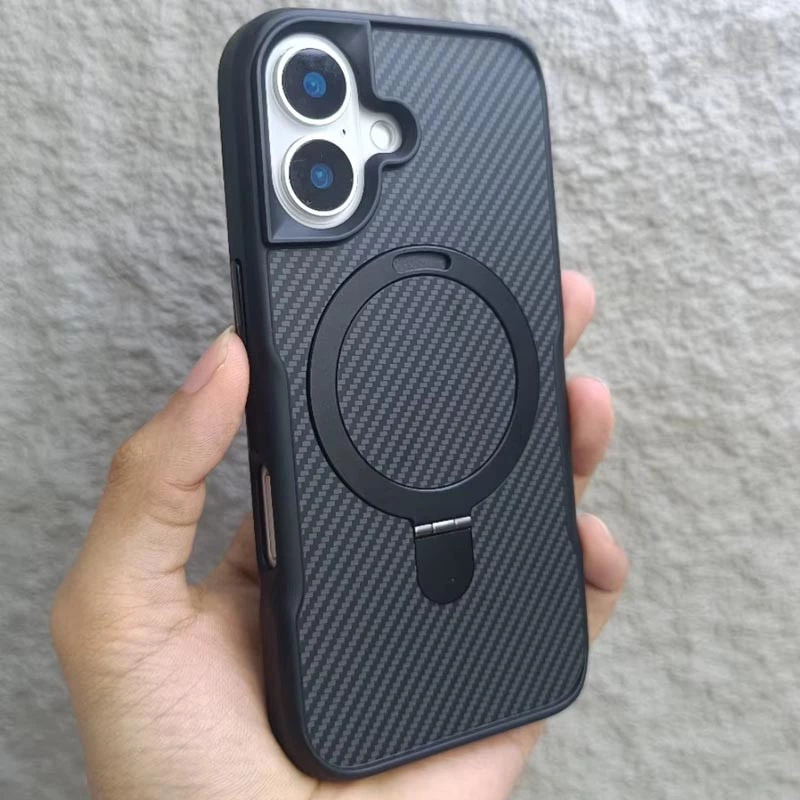 Кольоровий TPU+PC з металевими кнопками , кільцем та MagSafe для Apple iPhone 16 – Чорний. Фото 4 з 7