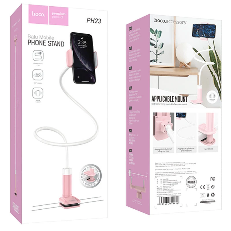 Тримач настільний Hoco PH23 Balu – Pink white. Фото 6 з 7
