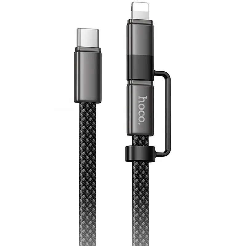 Дата кабель Hoco X125 Surplus 2in1 Type-C to Lightning/Type-C 60W (1m) – Black. Фото 1 з 5