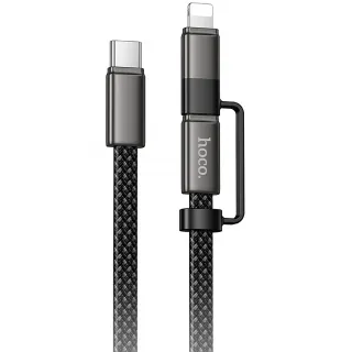 Дата кабель Hoco X125 Surplus 2in1 Type-C to Lightning/Type-C 60W (1m) фото 1 з 5