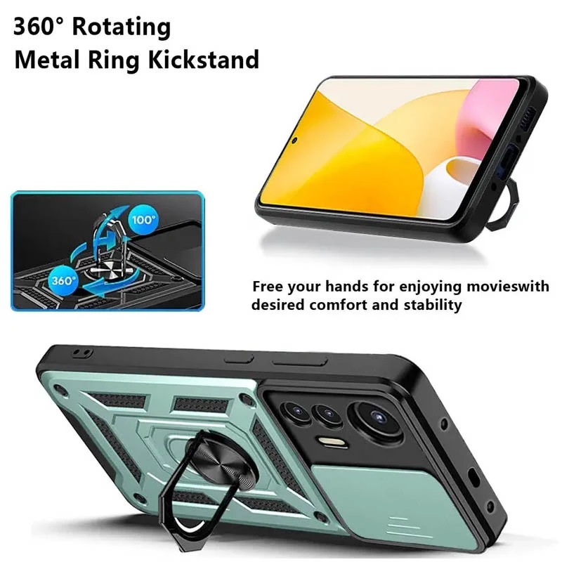 Протиударний чохол Serge Ring з захистом камери на Xiaomi Redmi Note 12S – Зелений. Фото 2 з 5