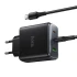 СЗУ Hoco C160A Upgrade PD65W+QC3.0 (1USB-A/2C) + кабель Type-C to Type-C – Black. Фото 5 из 6