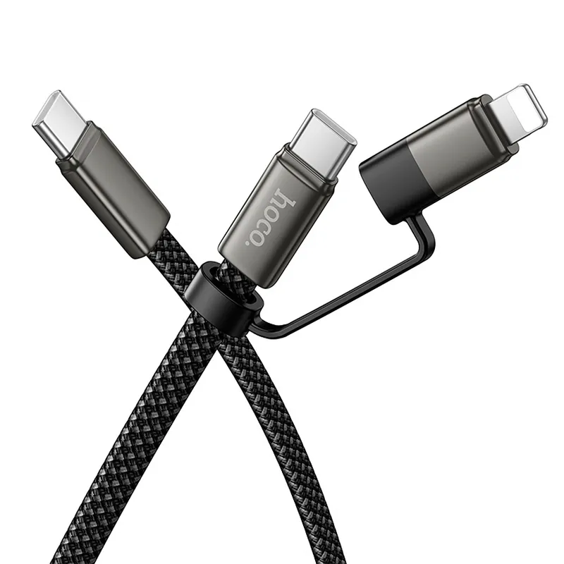 Дата кабель Hoco X125 Surplus 2in1 Type-C to Lightning/Type-C 60W (1m) – Black. Фото 3 з 5