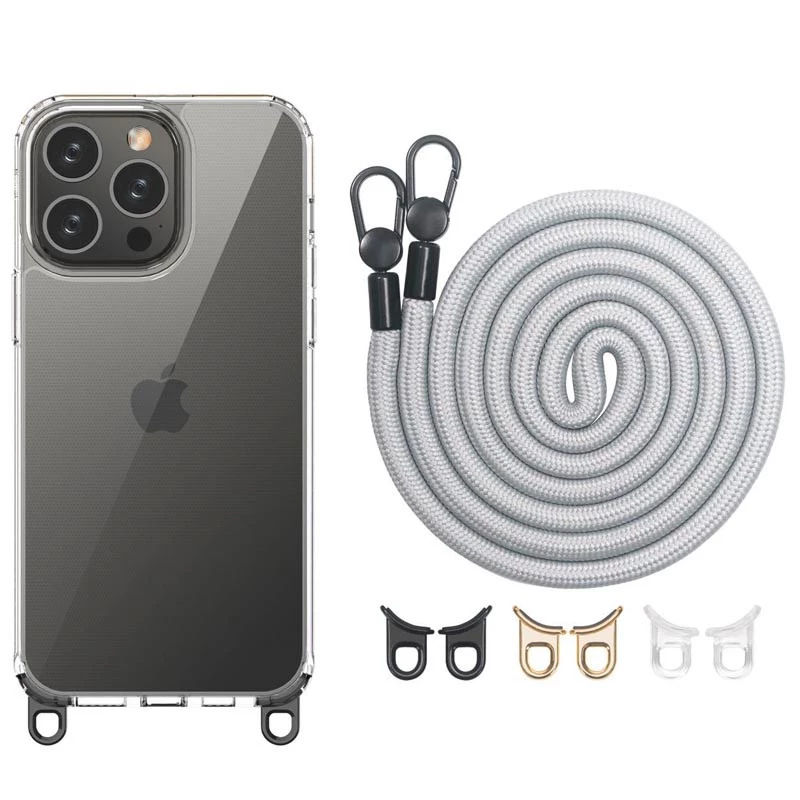

Прозорий силіконовий чохол з ремінцем на Apple iPhone 14 Pro (6.1") (Grey)