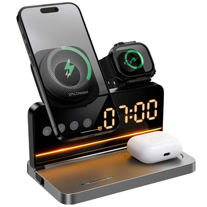 БЗП Hoco DWQ03 North 4in1 with alarm clock – Black. Фото 6 з 6