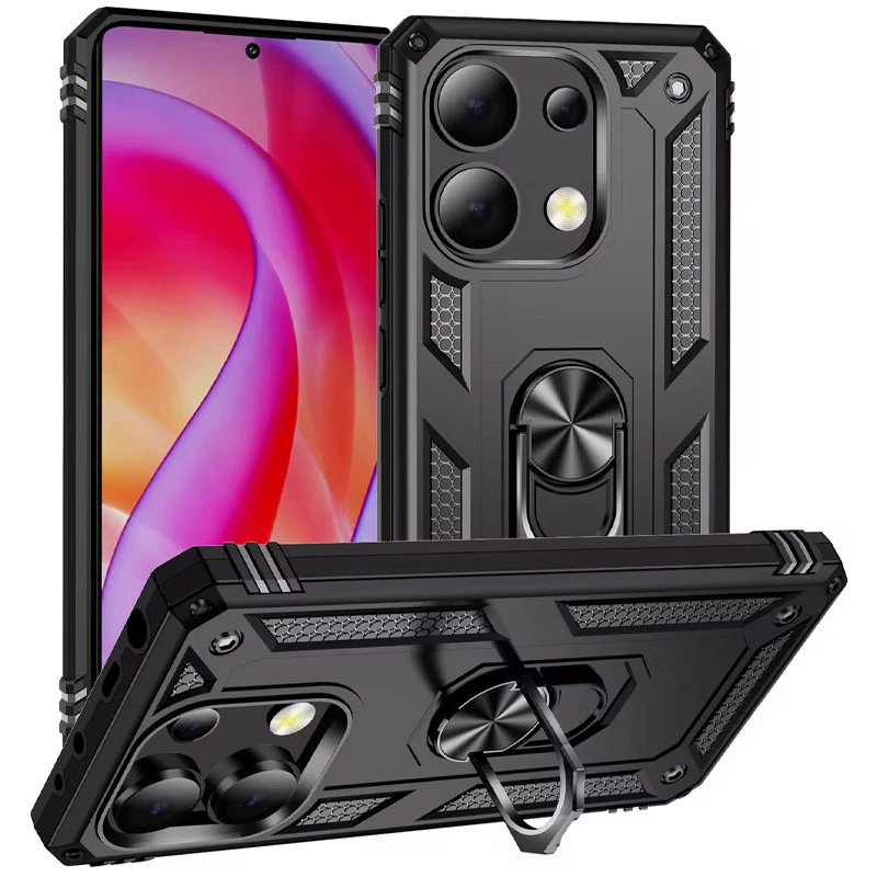

Противоударный чехол Serge Ring с кольцом для Xiaomi Redmi Note 13 4G (Черный), Чорний
