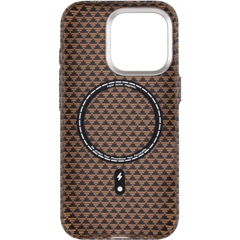 Чехол TPU+PC KVZV Triangular Pattern with Magnetic Fit для Apple iPhone 15 Pro Max (6.7") – Khaki. Фото 4 из 6
