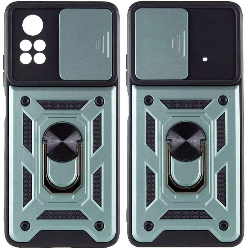 Ударопрочный чехол Serge Ring с защитой камеры для Xiaomi Poco X4 Pro 5G – Зеленый. Фото 2 из 8