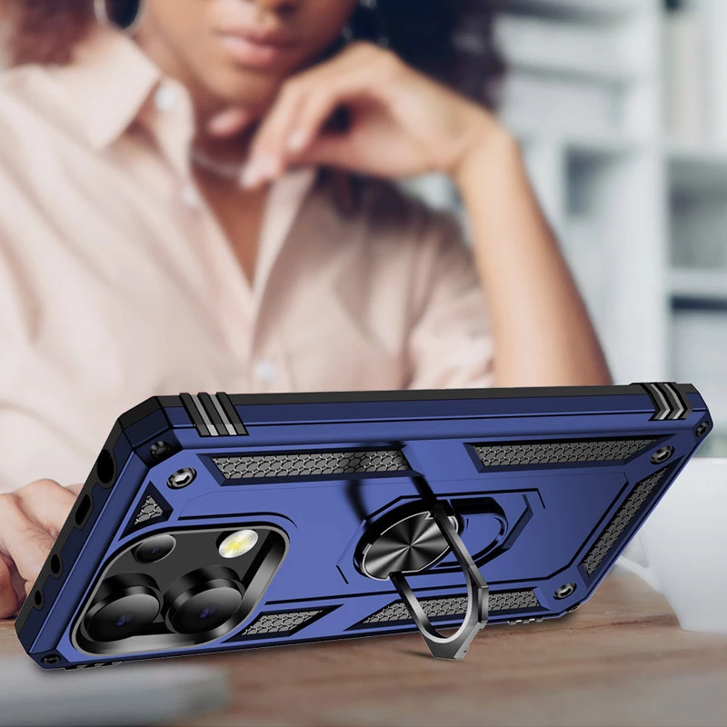 Протиударний чохол Serge Ring з кільцем на Xiaomi Redmi Note 13 Pro 4G – Темно-синій. Фото 6 з 6