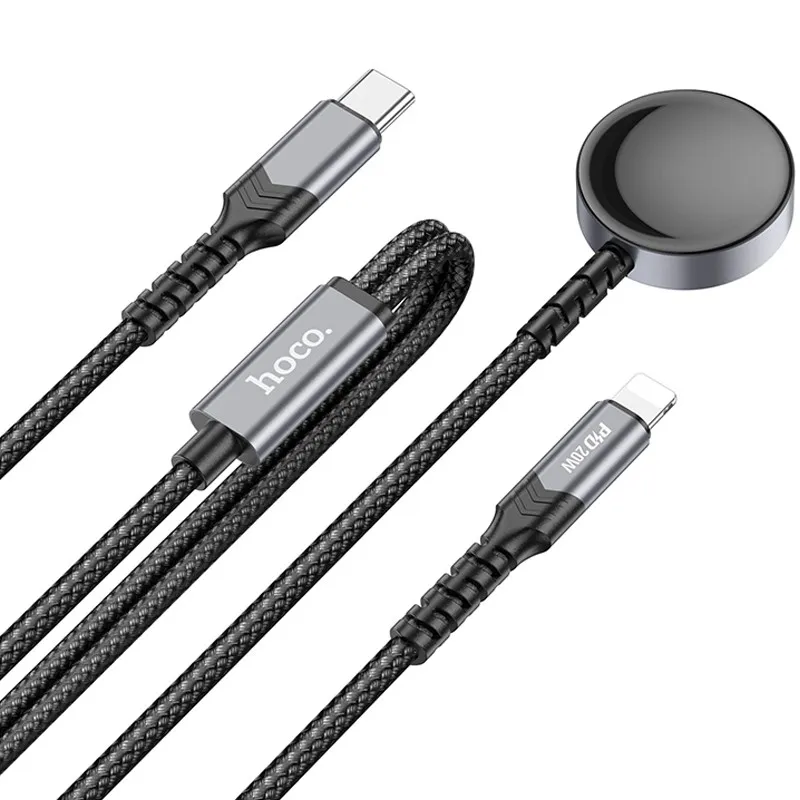 Дата кабель Hoco CW54 2in1 Type-C to iWatch/Lightning 2.5W (1.2m) – Black. Фото 2 из 5