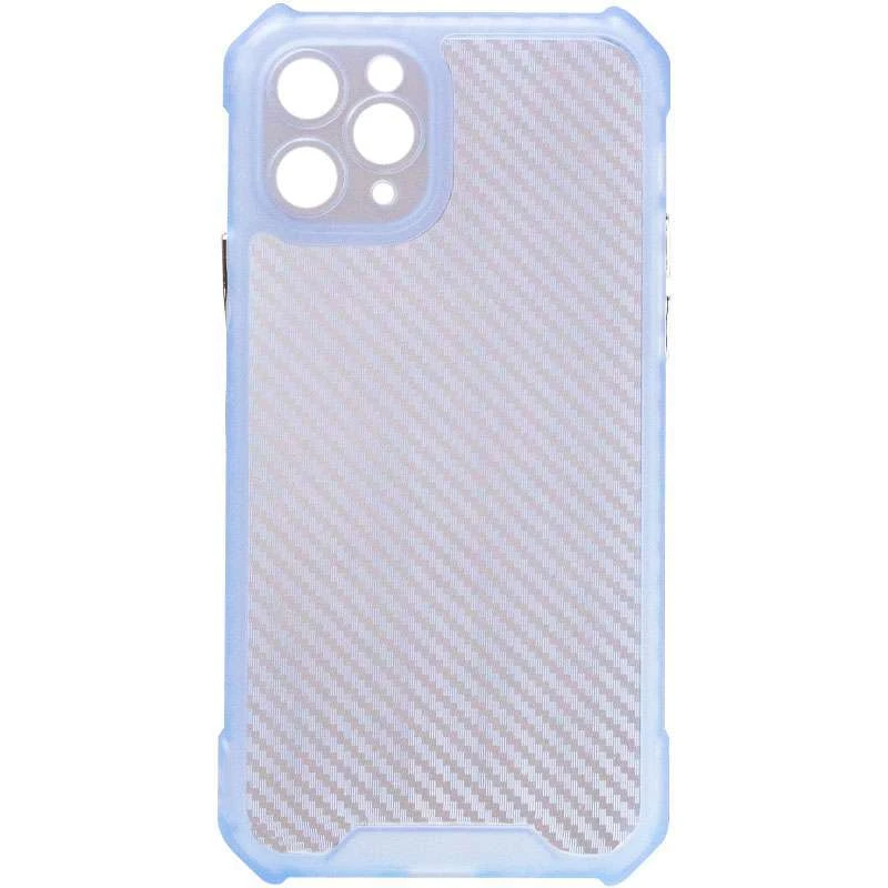 Карбоновий кольоровий силіконовий чохол на Apple iPhone 11 Pro (5.8") – Синій / Прозорий. Фото 4 з 8