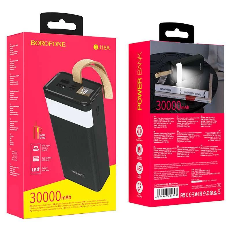 Портативное зарядное устройство Power Bank BOROFONE BJ18A 30000 mAh – Черный. Фото 5 из 5