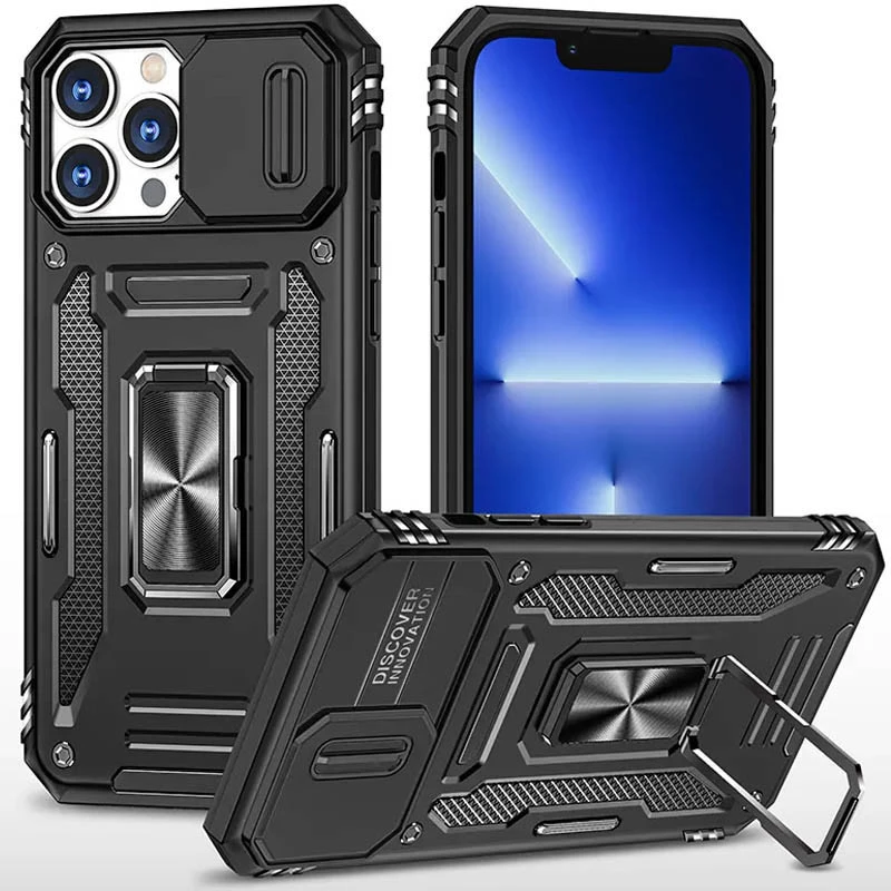 

Ударостійкий чохол Square Ring зi шторкою на камеру на Apple iPhone 12 Pro (6.1") (Чорний / Black)