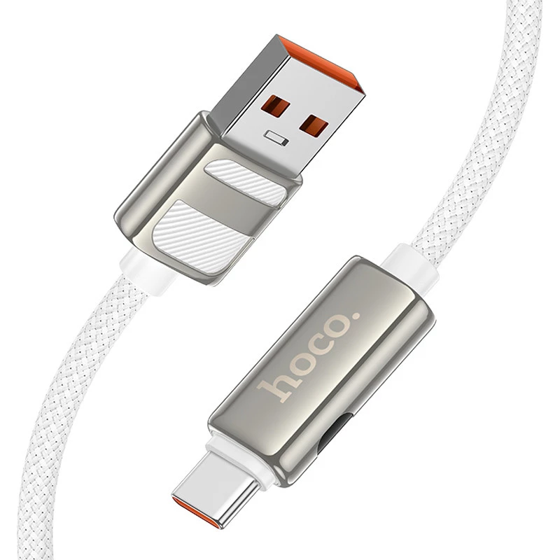 Дата кабель Hoco U137 Line with display USB to Type-C 5A/66W (1.2m) – White. Фото 3 з 5