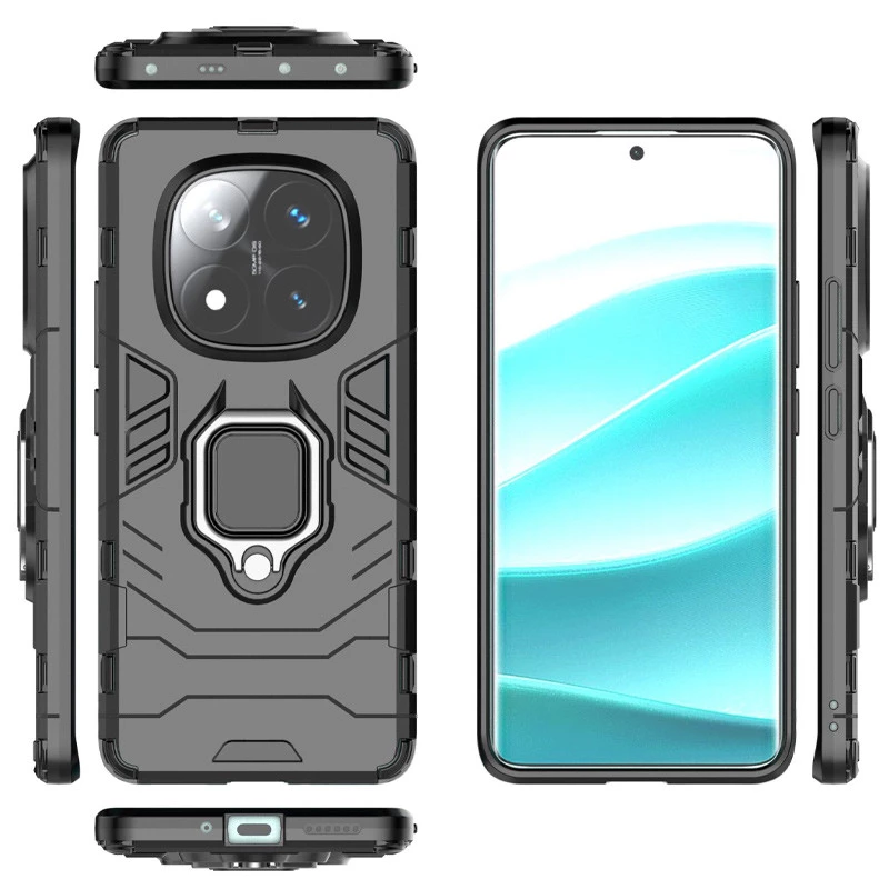 Противоударный чехол Transformer с кольцом для Xiaomi Redmi Note 14 Pro 5G – Черный / Soul Black. Фото 5 из 7