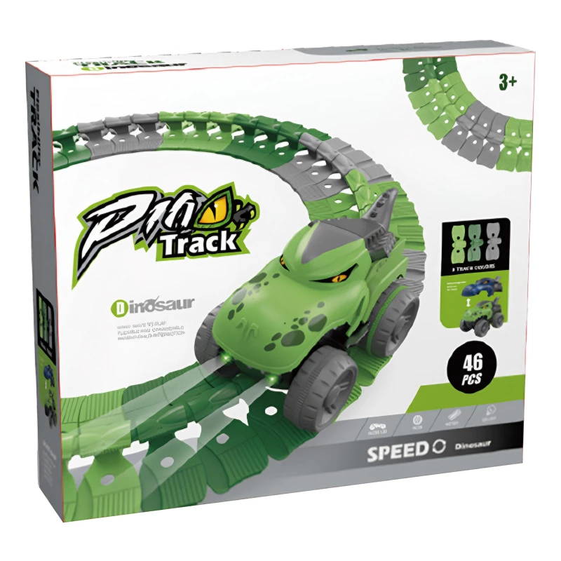 Інтерактивний трек з інерційною машинкою SHT 5510-8 Dino Trak (46pcs/1CAR) – Green. Фото 4 з 4