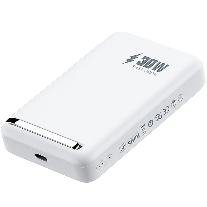 Портативний ЗП Power Bank WIWU Wi-P031 Magnetic з БЗП Qi2 30W 10000 mAh – White. Фото 7 з 7