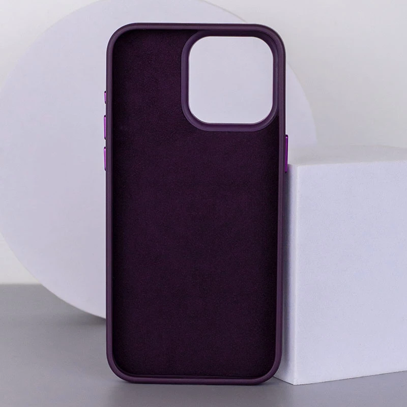 Кожаный чехол Bonbon с металлическими кнопками и MagSafe на Apple iPhone 15 (6.1") – Фиолетовый / Dark Purple. Фото 3 из 8
