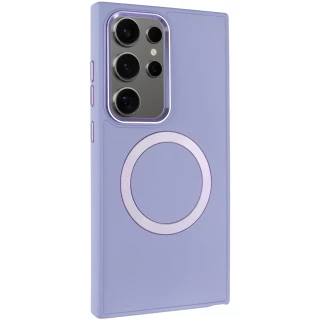 TPU чехол Bonbon с металлическими кнопками та MagSafe на Samsung Galaxy S24 Ultra — Сиреневый / Dasheen