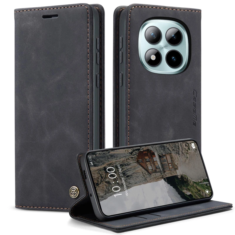 Кожаный чехол-книжка CaseMe Velvet Nubuck для Xiaomi Redmi Note 15 Pro 5G – Black. Фото 2 из 4