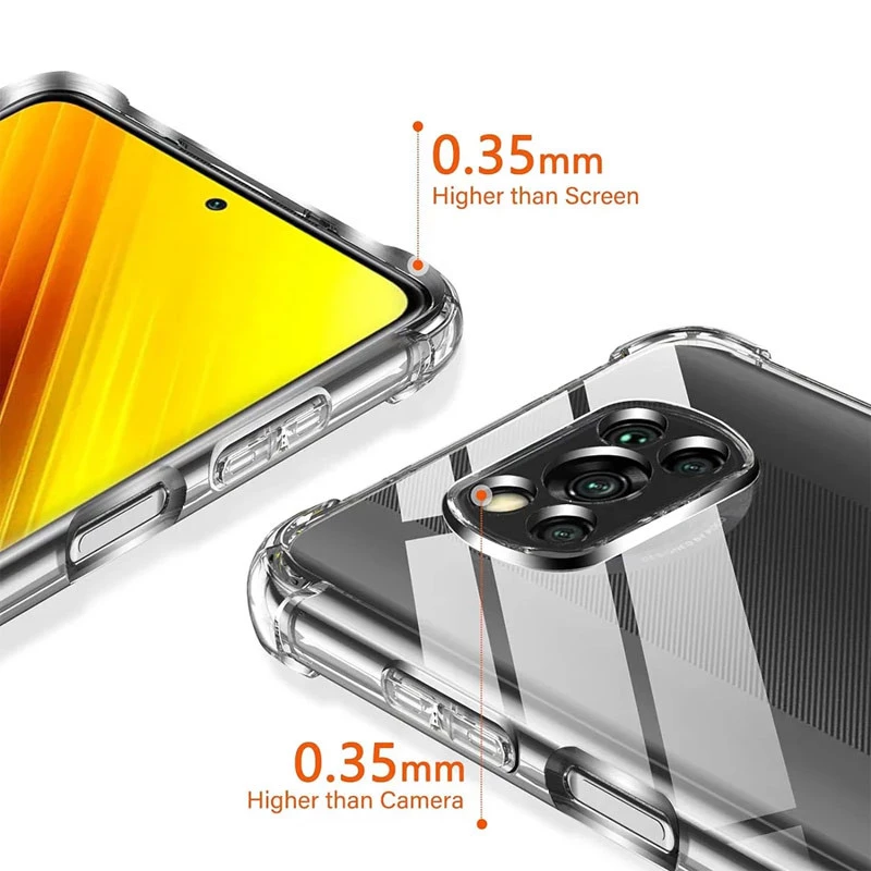 Ультратонкий силіконовий чохол GETMAN з критими бортами та камерою для Xiaomi Poco X3 NFC / Poco X3 Pro – Безбарвний (прозорий). Фото 3 з 8