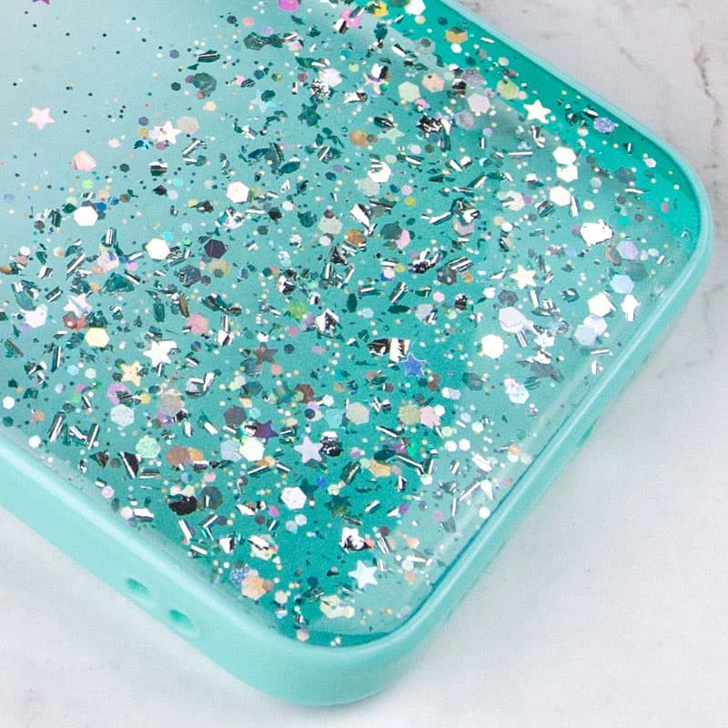 Чехол с блестками и защитой камеры для Apple iPhone 15 Pro Max (6.7") – Бирюзовый. Фото 2 из 4