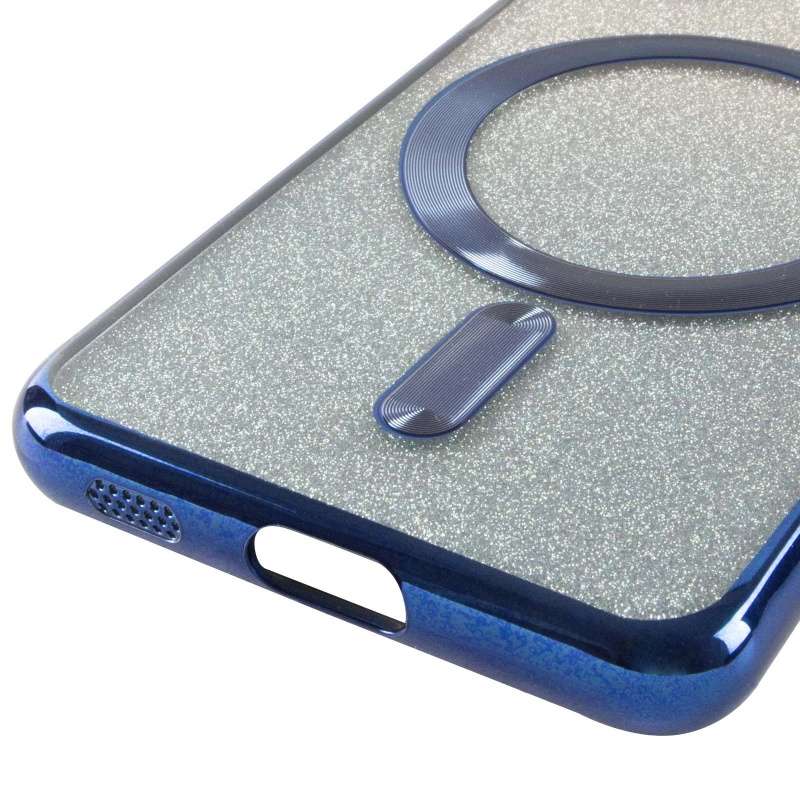 Чохол з блискітками, захисними лінзами на камеру та MagSafe на Samsung Galaxy S21 FE – Синій / Deep navy. Фото 10 з 11