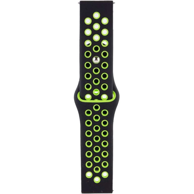 Силиконовый ремешок Sport Nike+ для Xiaomi Amazfit/Samsung 20 mm – black/green. Фото 2 из 3