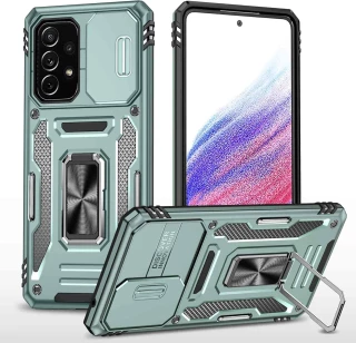 Ударостійкий чохол Square Ring зi шторкою на камеру на Samsung Galaxy A73 5G — Зелений / Light Green