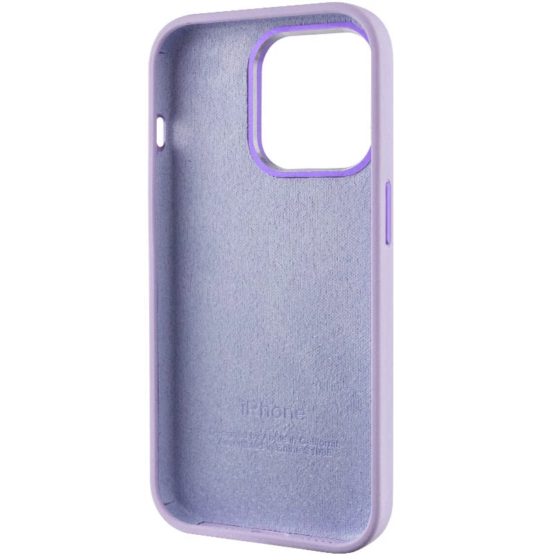 Чехол Silicone Case с металлическими кнопками для Apple iPhone 14 Pro Max (6.7") – Сиреневый / Lilac. Фото 6 из 9