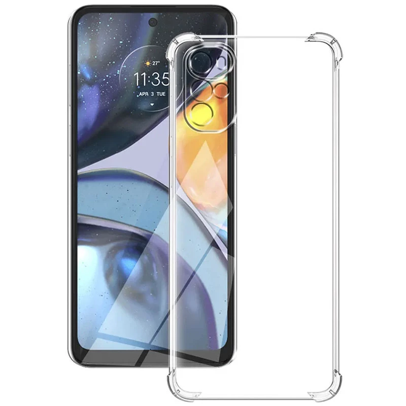 Ультратонкий силіконовий чохол GETMAN з критими бортами та камерою для Motorola Moto G22 – Безбарвний (прозорий). Фото 4 з 6