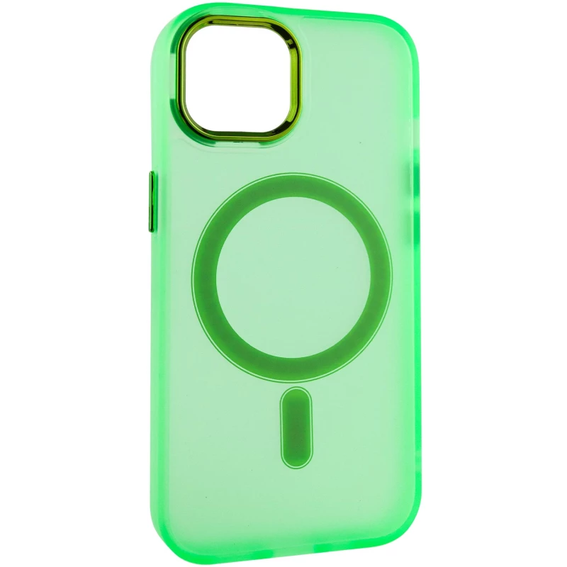 Цветной TPU+PC с MagSafe на Apple iPhone 15 (6.1") – Neon Green. Фото 5 из 13