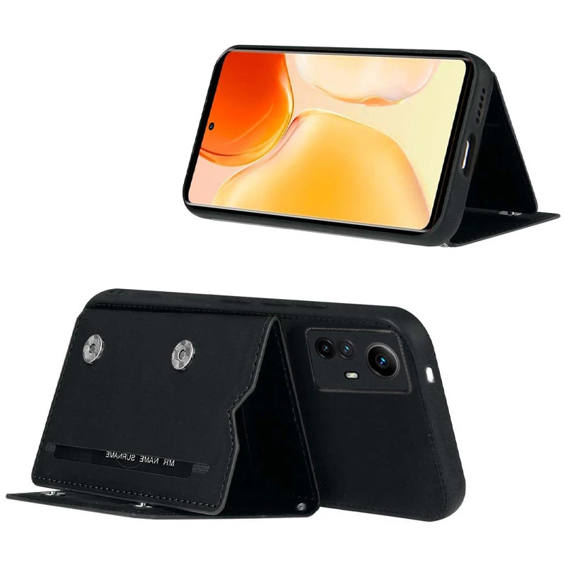 Чехол Frontalka с отсеком для карточек с защитой камеры для Xiaomi Redmi Note 12S – Black. Фото 3 из 3