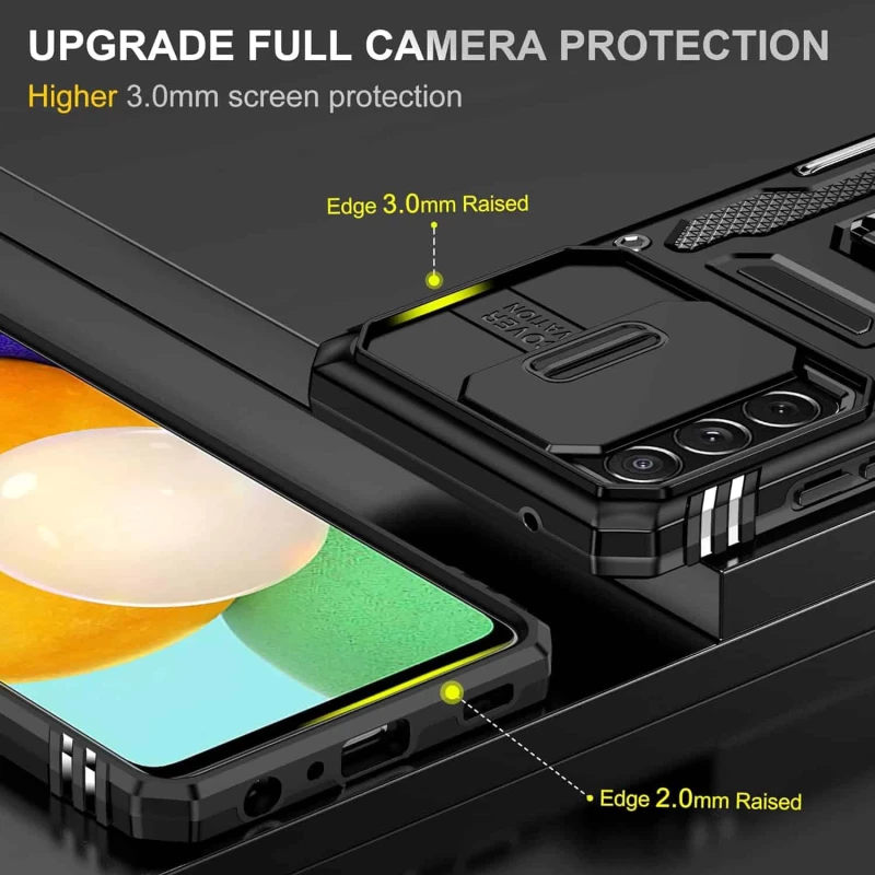 Ударостійкий чохол Square Ring зi шторкою на камеру на Samsung Galaxy A33 5G – Чорний / Black. Фото 8 з 9