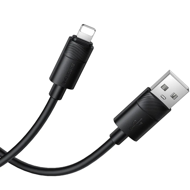 Дата кабель Borofone BX123 Leya USB to Lightning 12W (1m) – Black. Фото 4 з 5