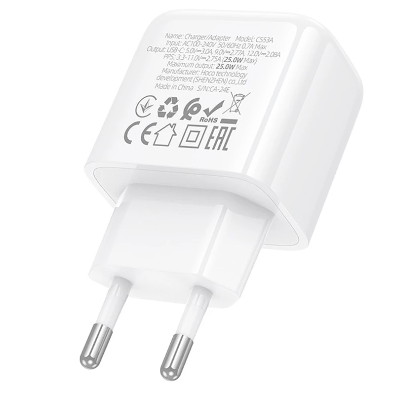 СЗУ Hoco CS53A Surplus PD25W (1USB-C) – White. Фото 7 из 8