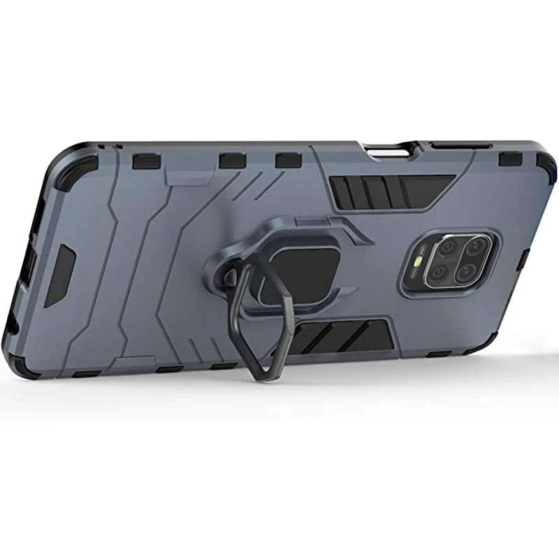 Противоударный чехол Transformer с кольцом для Xiaomi Redmi Note 9s / Note 9 Pro / Note 9 Pro Max – Серый / Metal slate. Фото 3 из 4