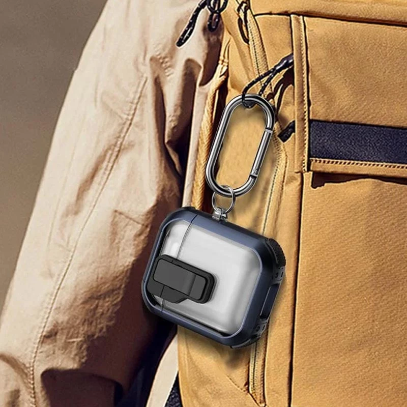 Футляр протиударний Locking Button для навушників Airpods 1/2 – Blue. Фото 5 з 6