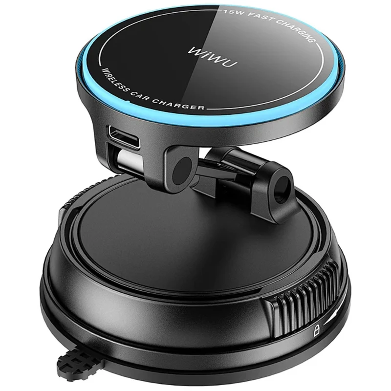 Автотримач з БЗП WIWU CH-326 Universal Vacuum Suction Magnetic 15W – Black. Фото 8 з 8