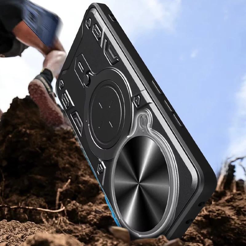 Ударостійкий чохол Bracket Ringstand із захисною шторкою для камери на Xiaomi Redmi Note 14 Pro 5G – Black. Фото 4 з 6