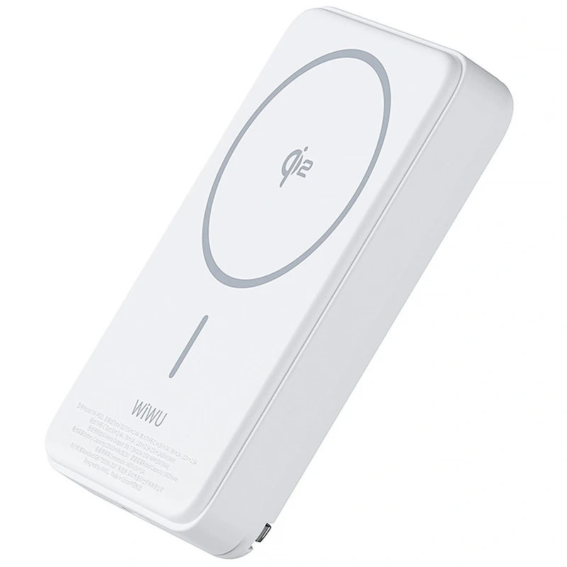 Портативний ЗП Power Bank WIWU Wi-P031 Magnetic з БЗП Qi2 30W 10000 mAh – White. Фото 5 з 7
