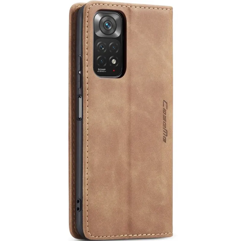 Кожаный чехол-книжка CaseMe Velvet Nubuck для Xiaomi Redmi Note 11 (Global) / Note 11S – Brown. Фото 5 из 6