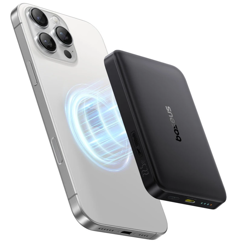 Портативное ЗУ Power Bank Baseus EnerFill FM12 Qi2 Magnetic 22.5W с БЗУ 10000mAh (E00285) – Cosmic Black. Фото 3 из 3