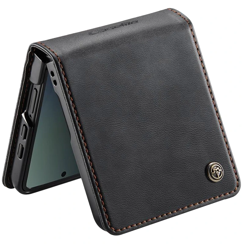 Кожаный чехол-книжка CaseMe Velvet Matte для Samsung Galaxy Z Flip7 – Black. Фото 3 из 5