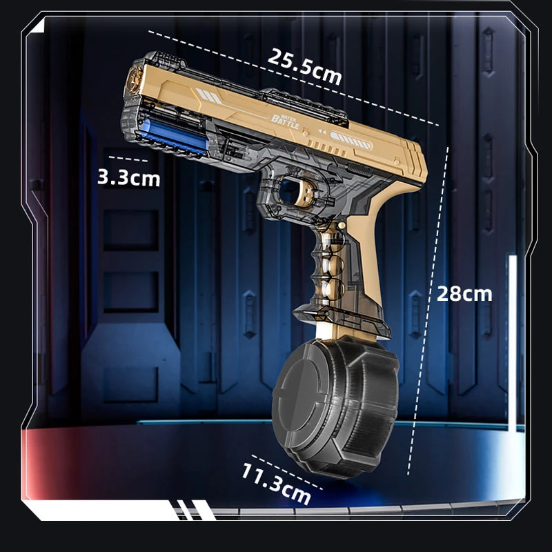 Водяний акумуляторний пістолет Water Gun 66-35 (500ml) with lithium battery – Transparent gold. Фото 2 з 2